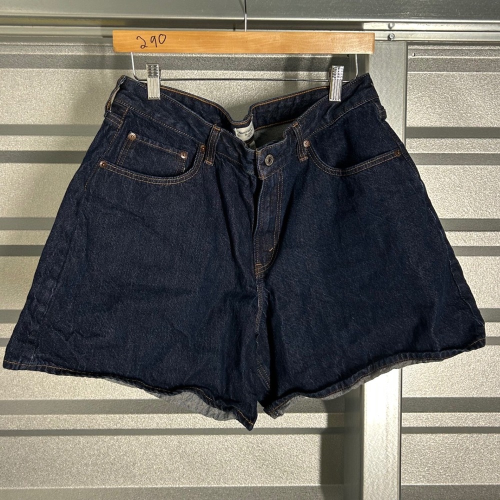 Abercrombie & Fitch The Loose Short Womens 32 Blue Denim High Rise Curve Love